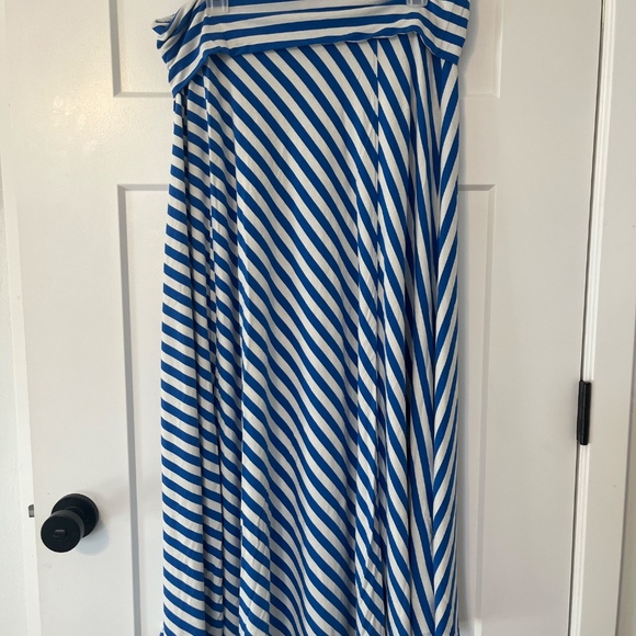 Bundle 2 Gap Maxi Skirt Striped XL Flowy Soft Fold Over Navy/Bright Blue Modest - Picture 2 of 16